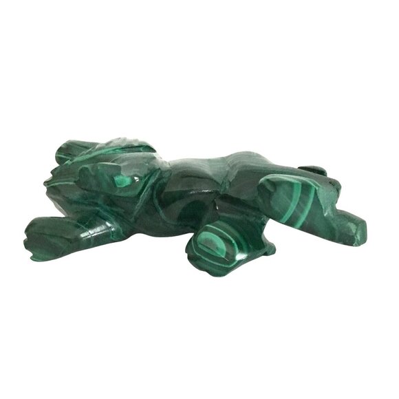MALACHITE Hand-Carved Lion Figurine Zaire Congo 3" Crystal Healing Protection - Picture 5 of 8